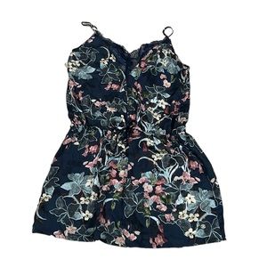 Punto Blanco Dress Lace Neckline Navy / Blush Floral S
